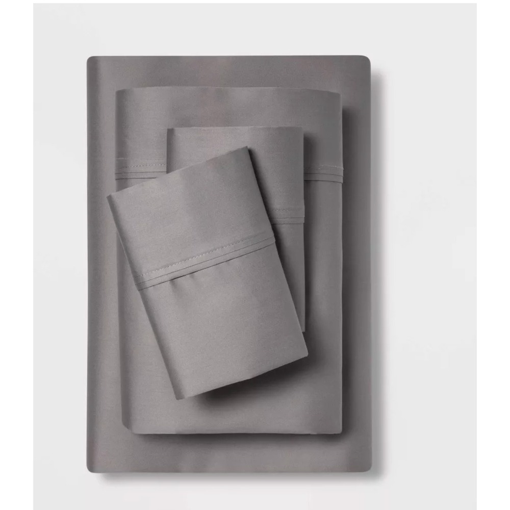 Threshold TRI EASE Super Soft Microfiber Full Sheet‎ Set - Gray (4PC) BRAND NEW